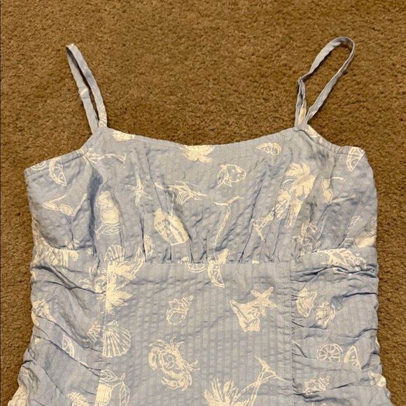 Art Class Light Blue Dress with White Tropical Designs - Picture 2 of 8